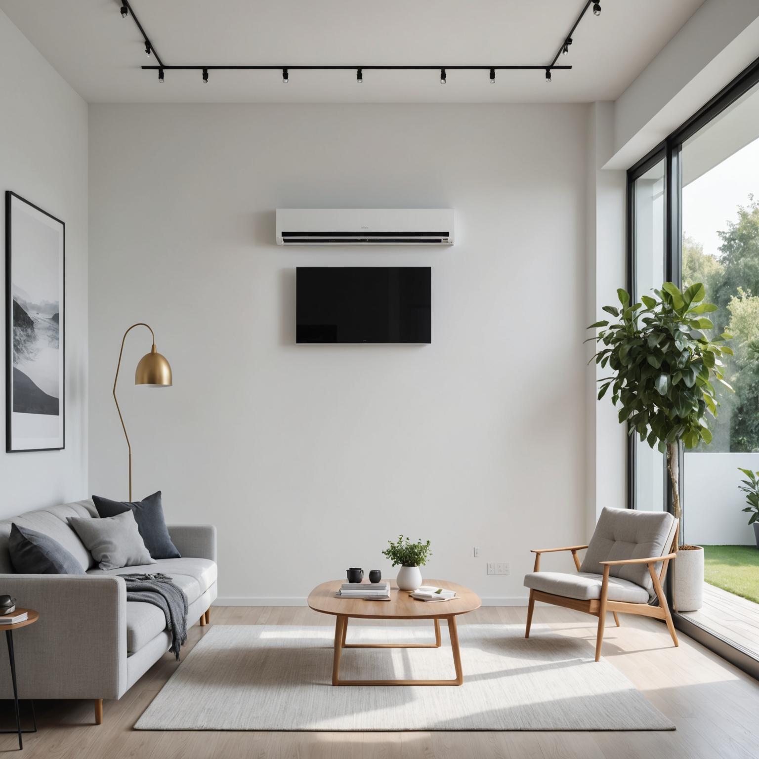 Professional air conditioning technician servicing a wall-mounted unit in a modern Malaysian home