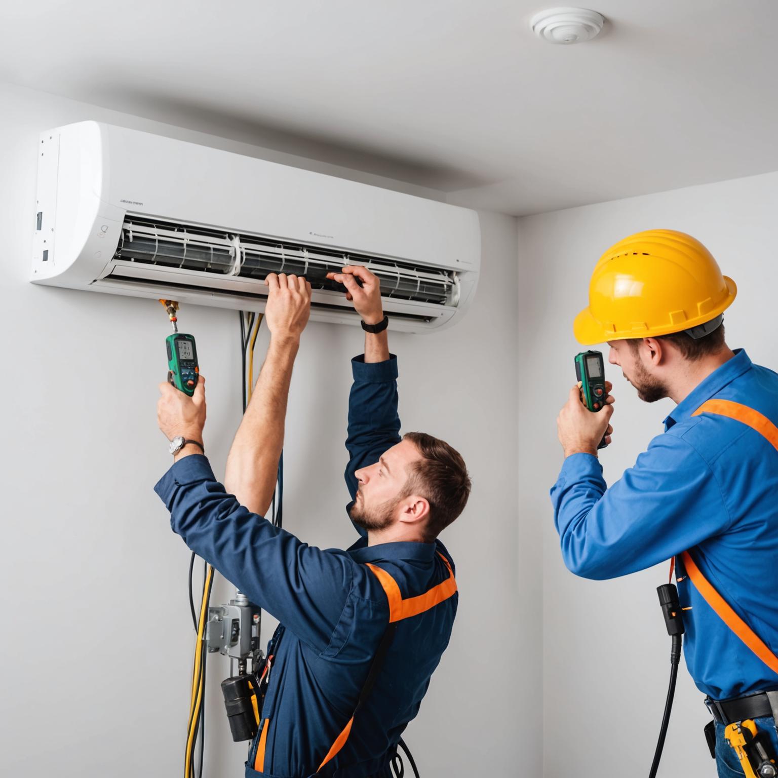 Professional installation of a split-type air conditioning system